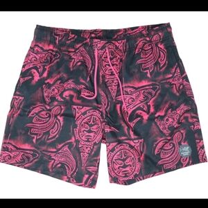 Psycho Tuna Mens Small Tribal Swim Shorts Pink Black NWT